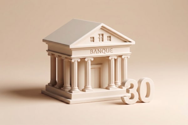 Une banque à côté du chiffre 30